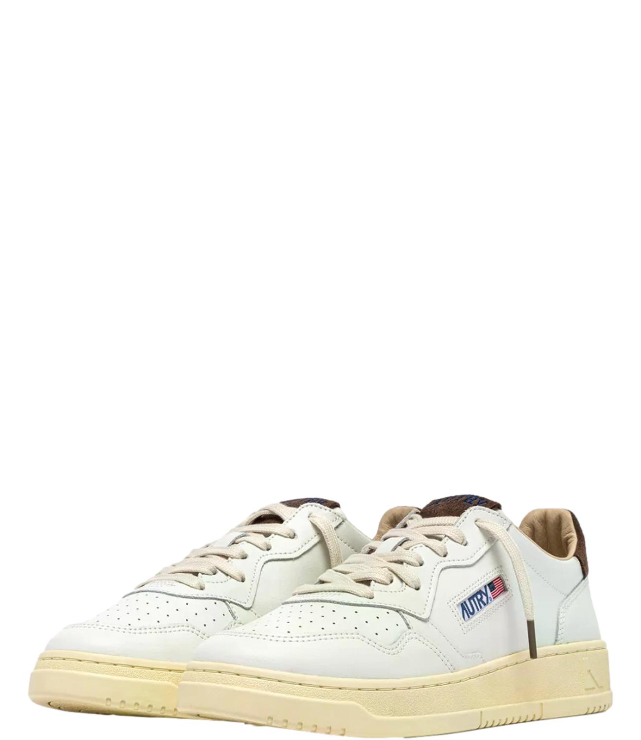 Sneaker Autry bianca in pelle con dettaglio marrone Uomo