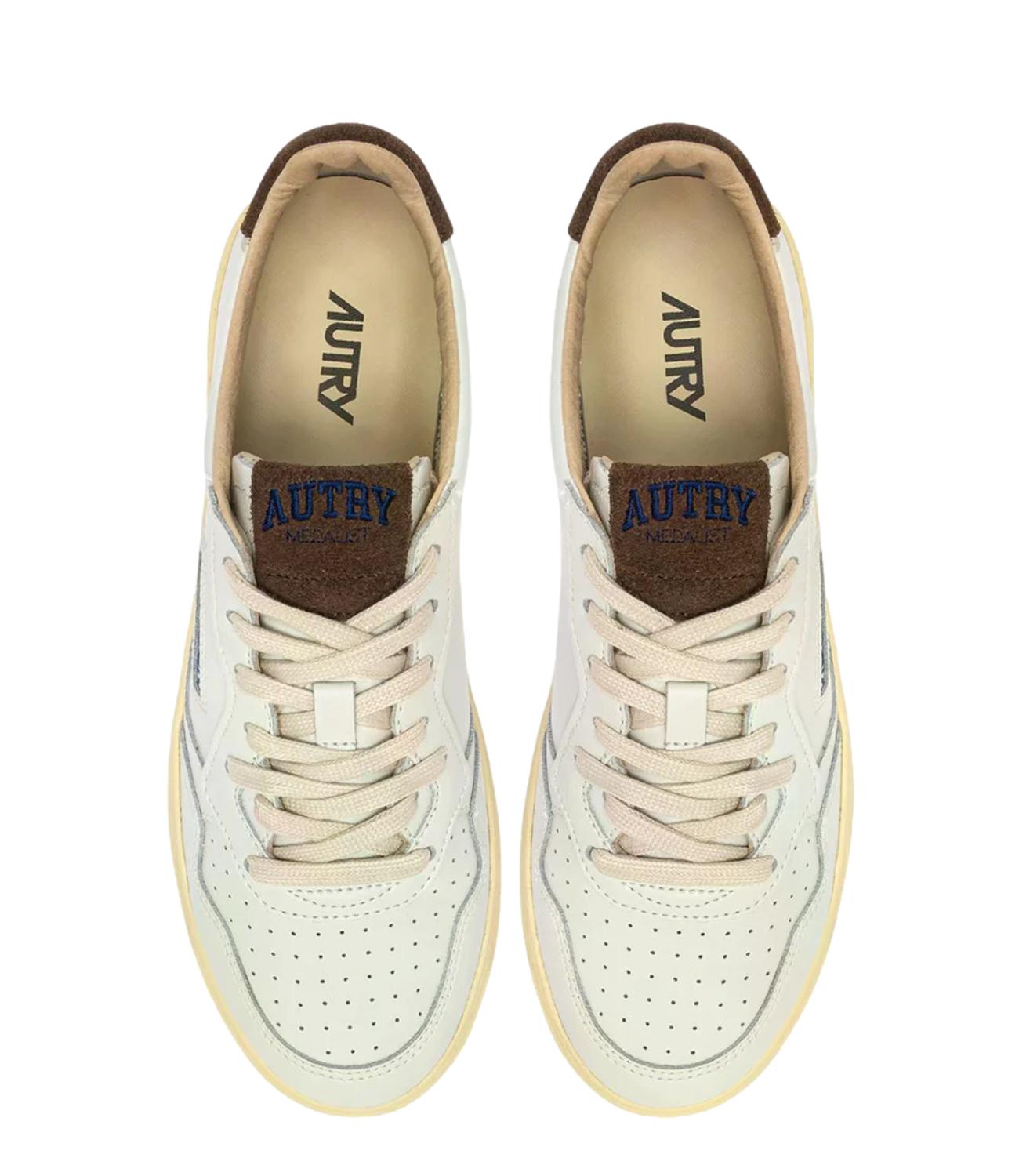 Sneaker Autry bianca in pelle con dettaglio marrone Uomo