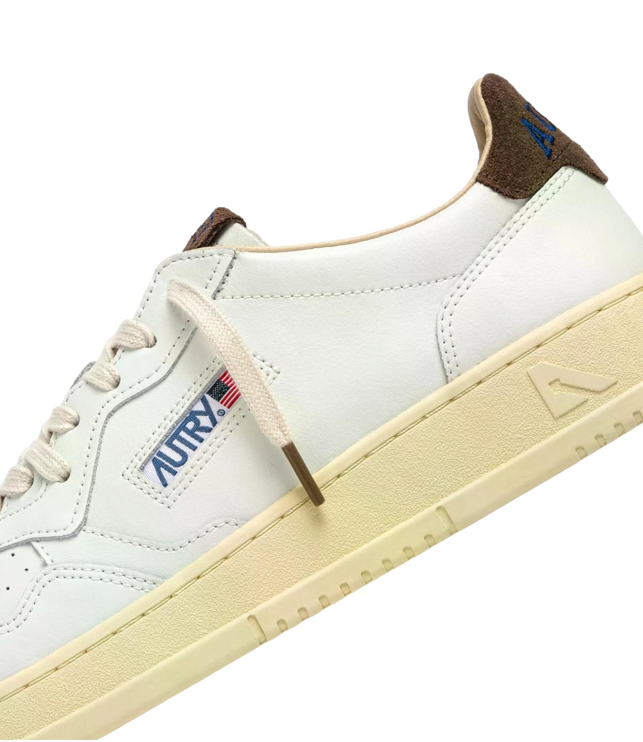 Sneaker Autry bianca in pelle con dettaglio marrone Uomo