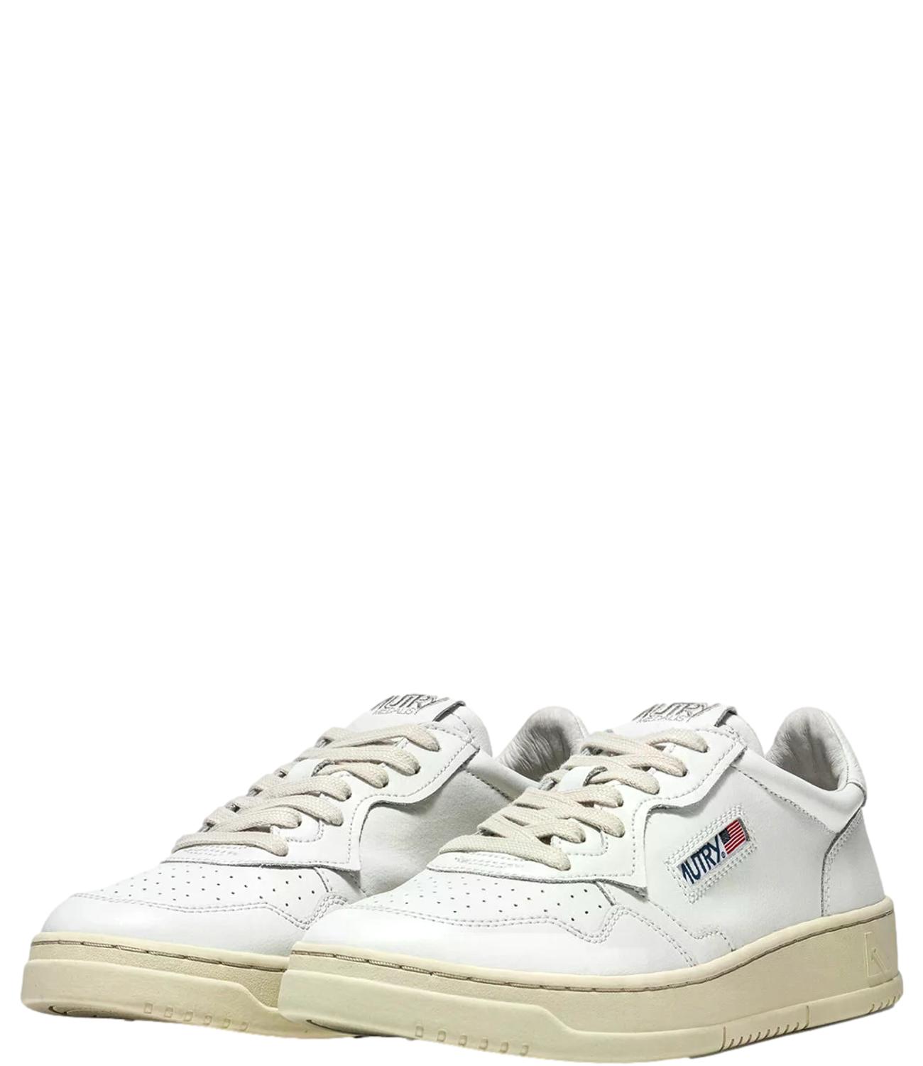 Sneaker Autry bianca in pelle con suola color crema Uomo