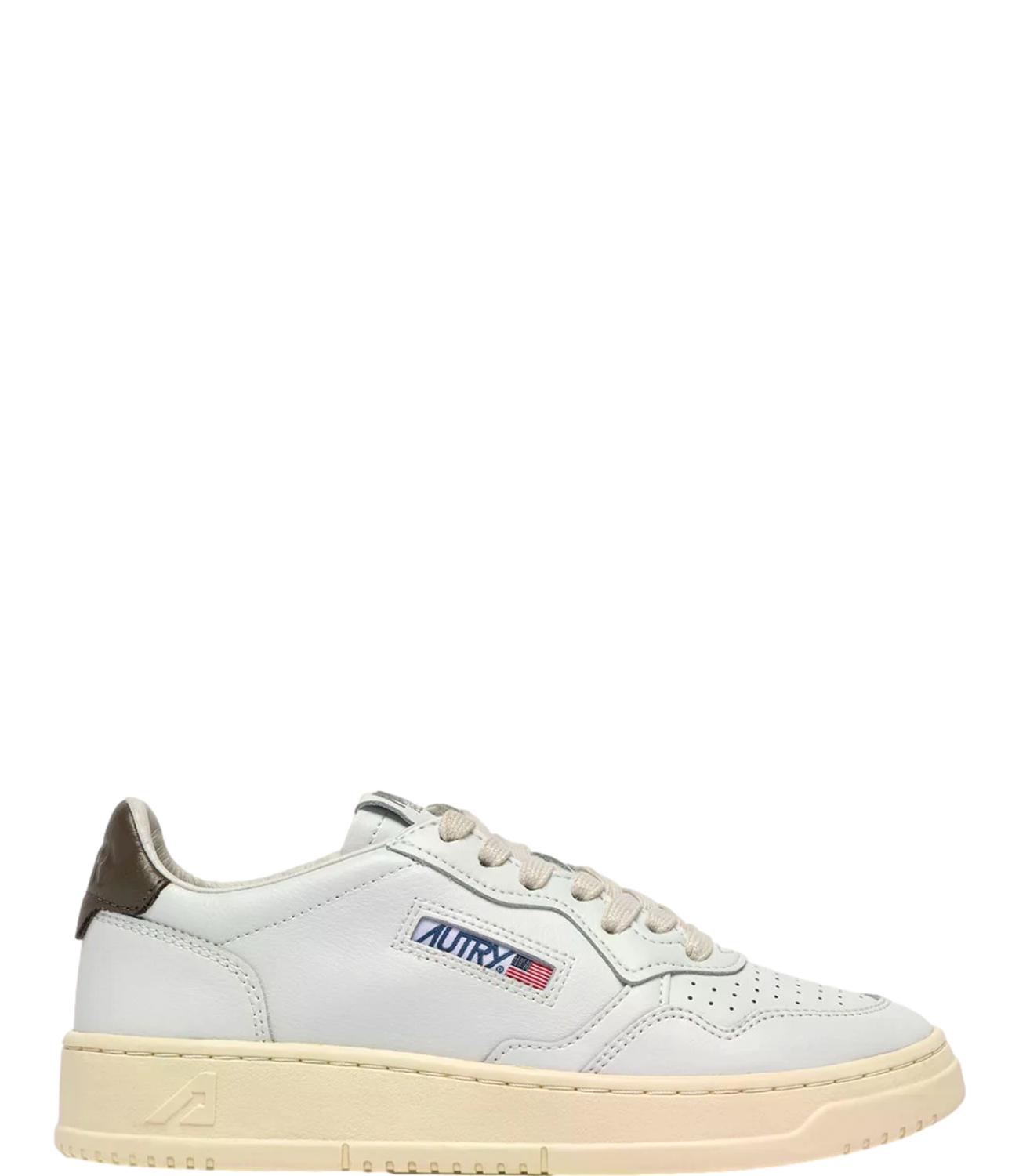 Sneaker Autry bianca in pelle con dettaglio tortora Uomo