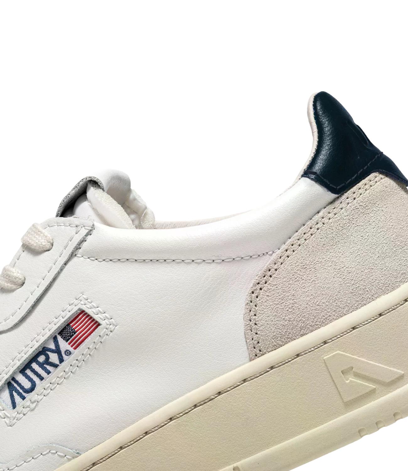 Sneaker Autry bianca e beige con dettaglio blu Uomo