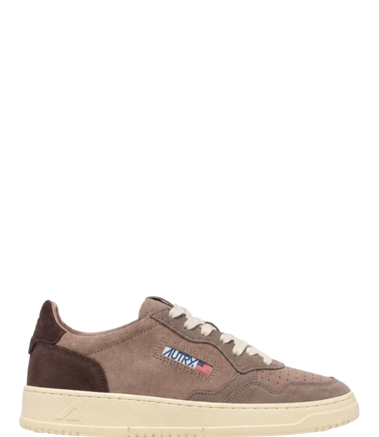 Sneaker Autry tortora in suede con dettagli marrone scuro Uomo