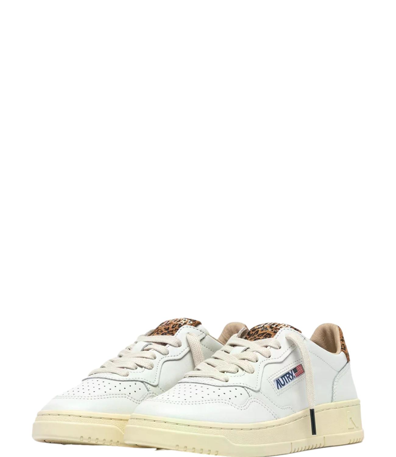 Sneaker Autry bianca in pelle con dettagli animalier Donna