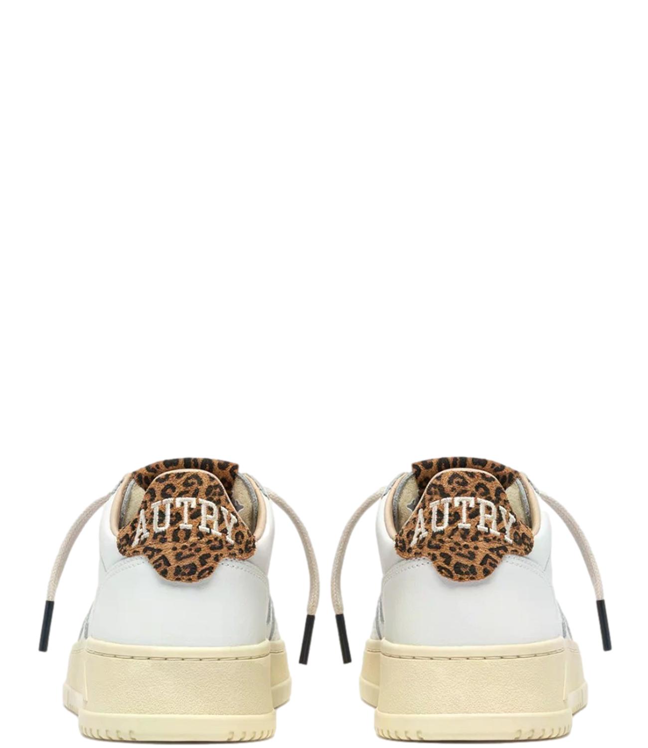 Sneaker Autry bianca in pelle con dettagli animalier Donna