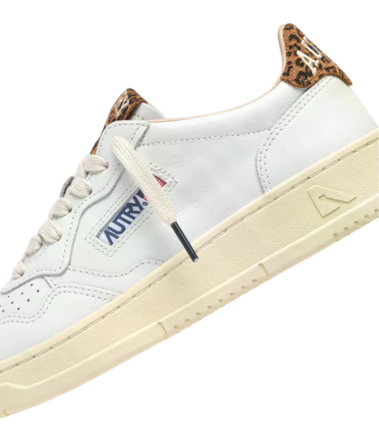 Sneaker Autry bianca in pelle con dettagli animalier Donna
