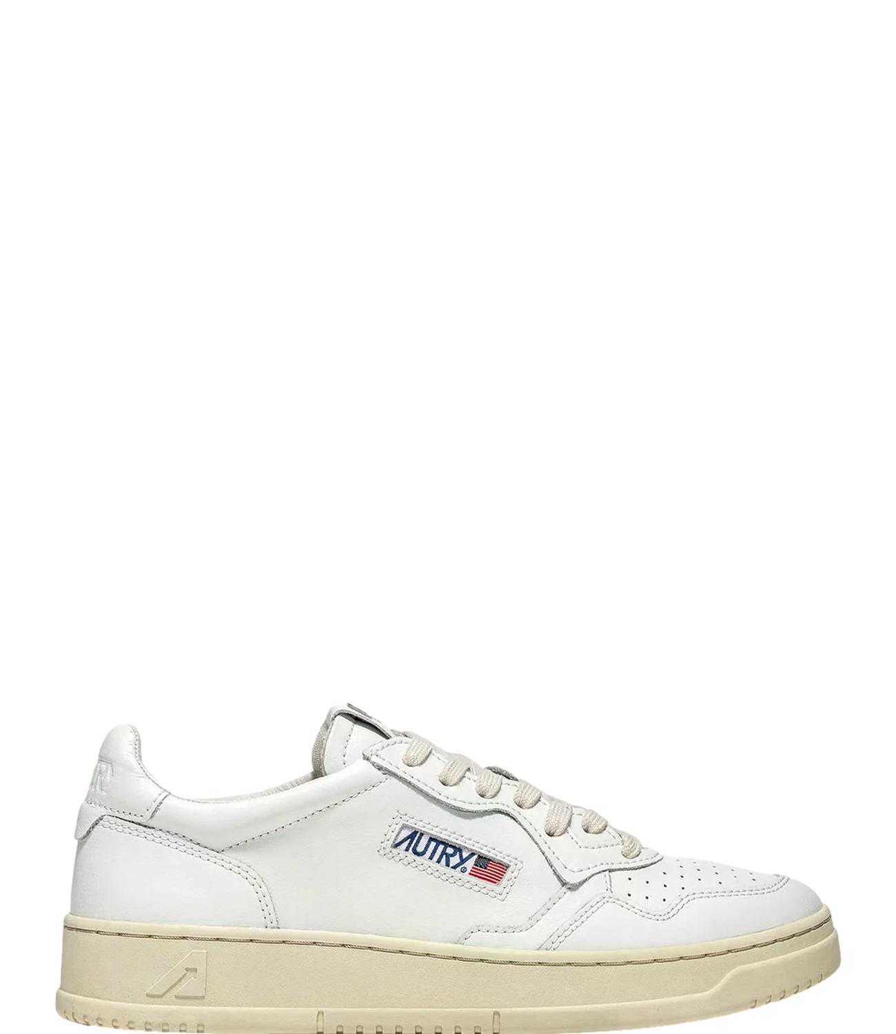 Sneaker Autry bianca in pelle con suola color crema Donna