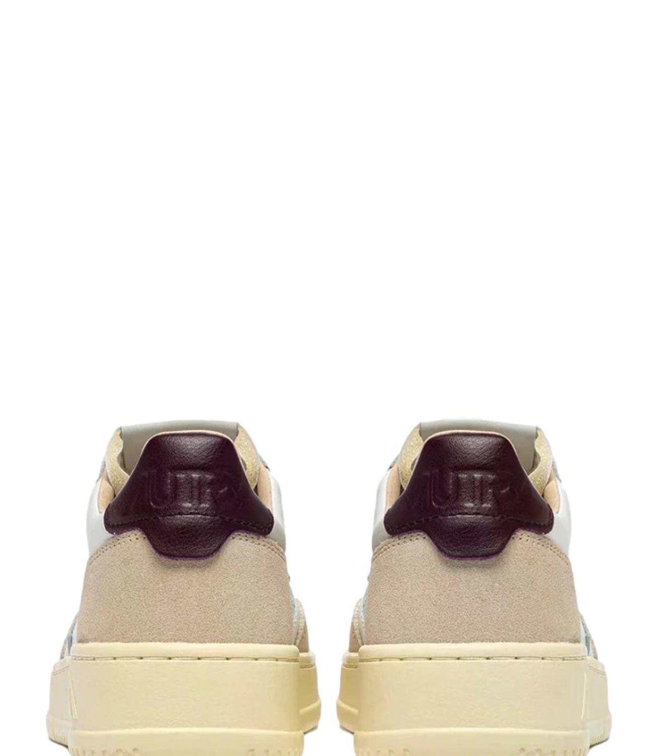 Sneaker Autry bianca e beige con dettaglio viola Donna