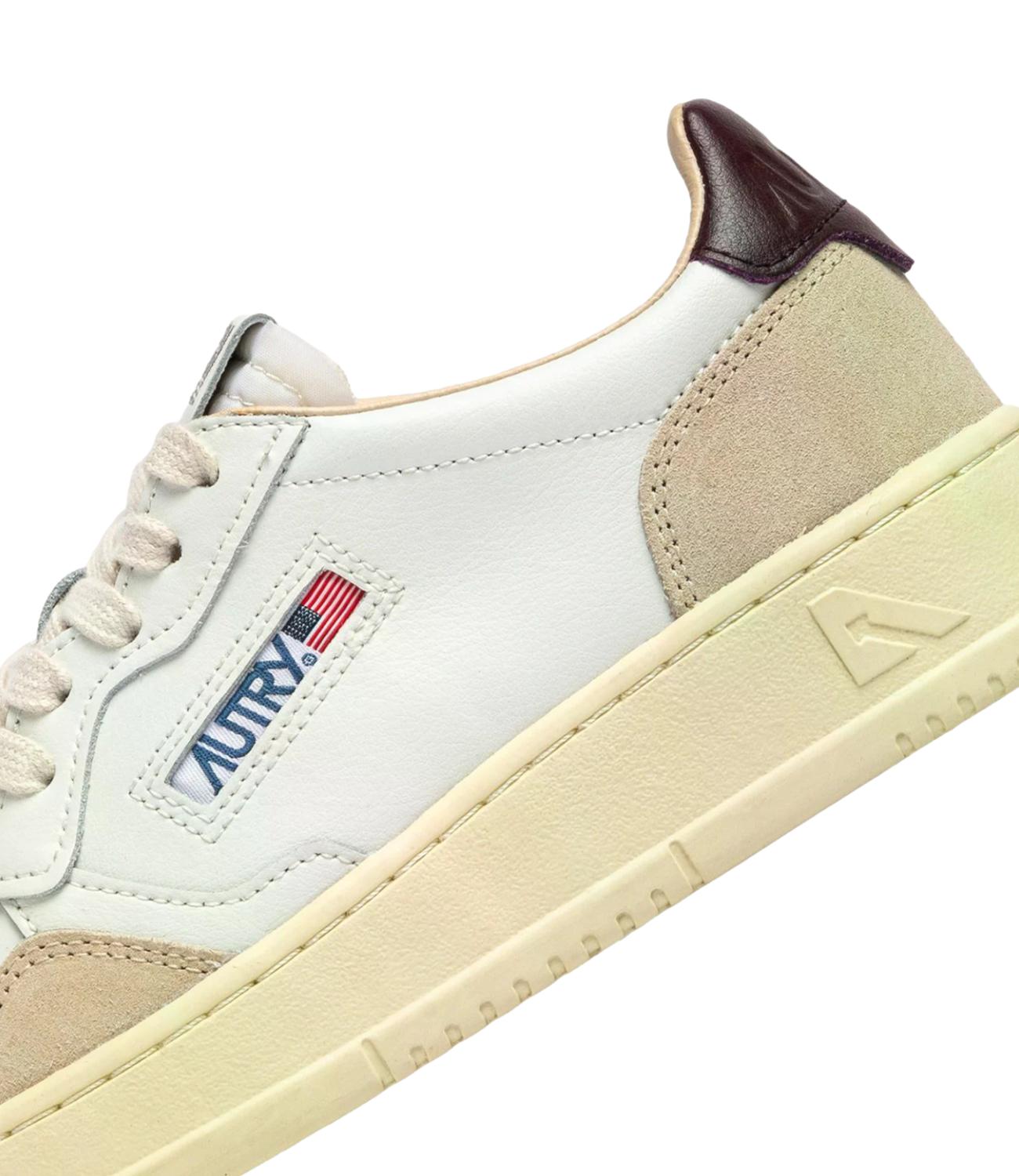 Sneaker Autry bianca e beige con dettaglio viola Donna