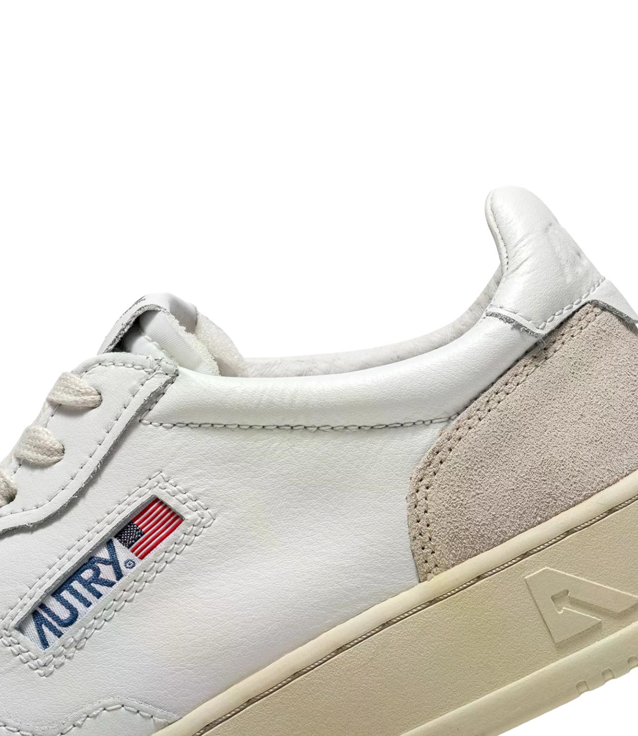 Sneaker Autry bianca e beige con inserti in suede Donna