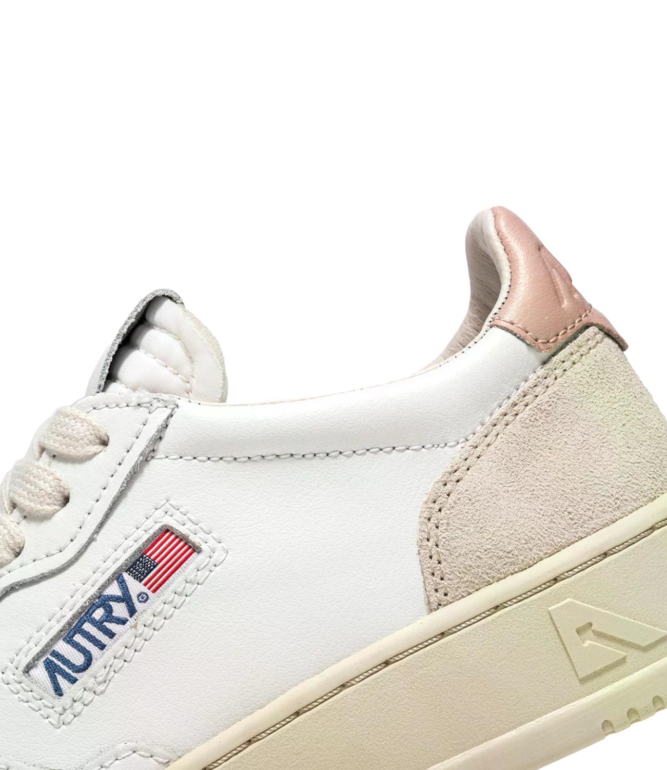 Sneaker Autry bianca e beige con dettaglio rosa Donna