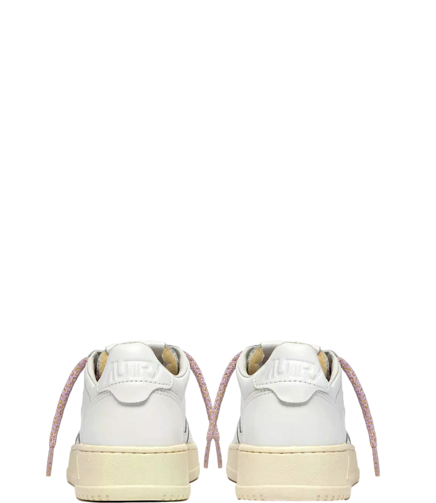 Sneakers Autry Medalist Low Pelle Bianca Dettagli Rosa