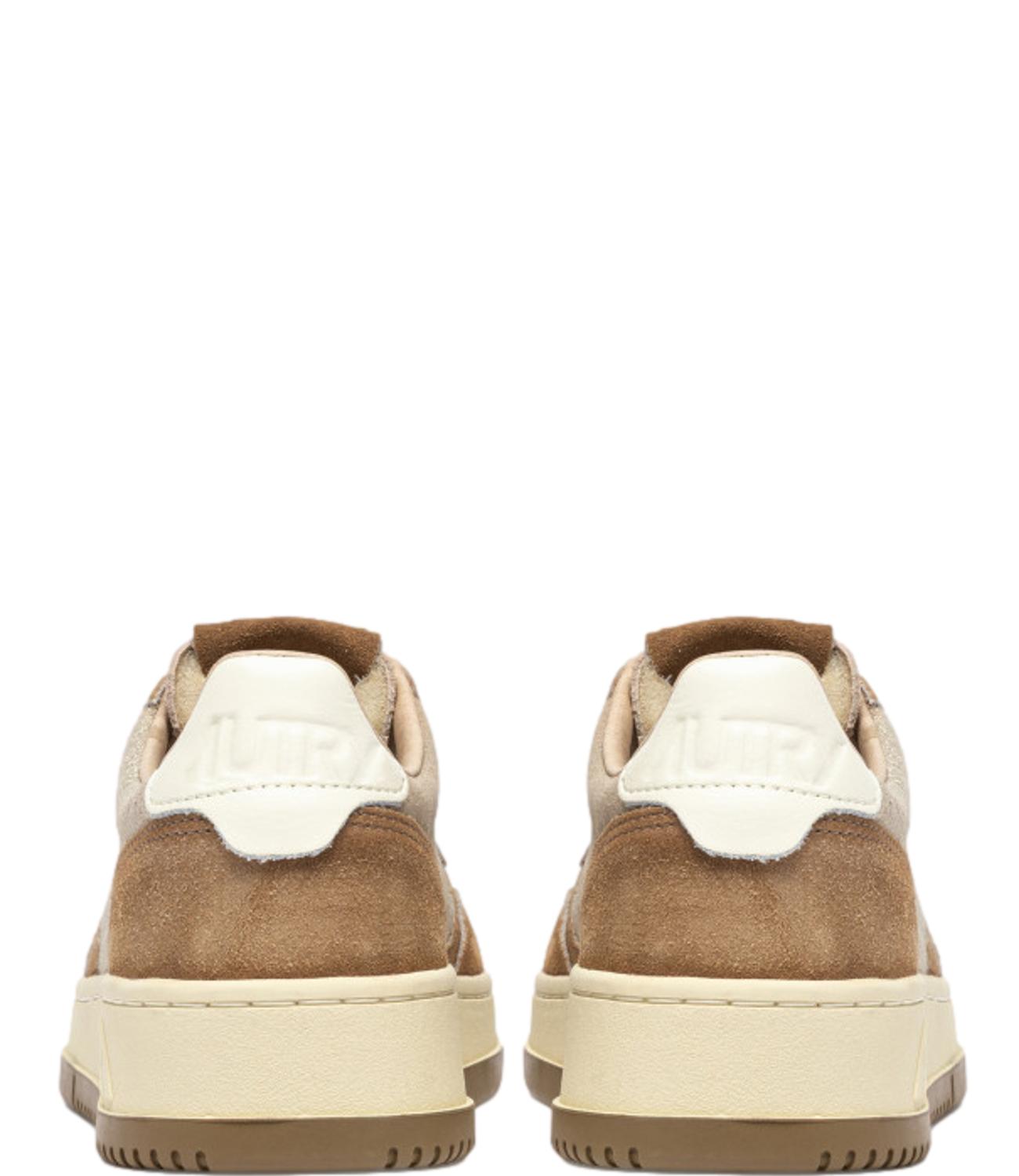 Sneaker Autry beige e bronzo con inserti in suede