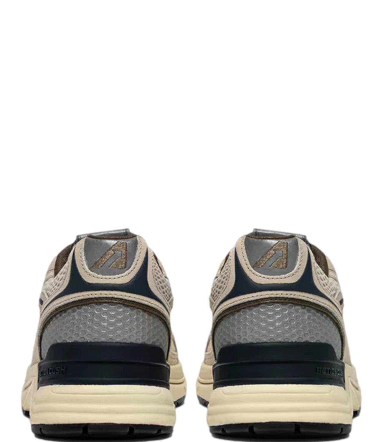 Sneaker Autry beige in mesh e suede con dettagli blu navy