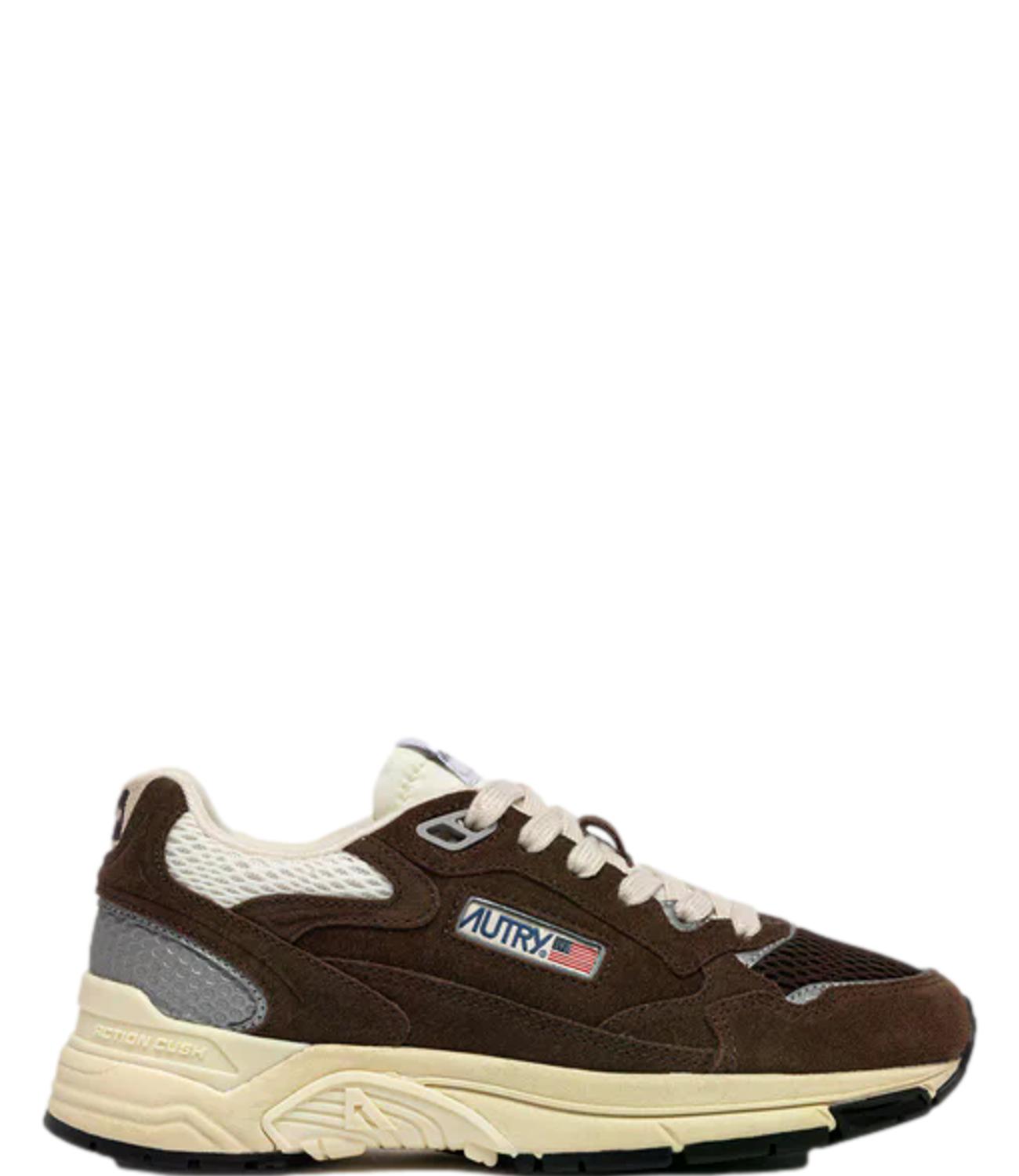 Sneaker Autry marrone in suede e mesh con suola chunky
