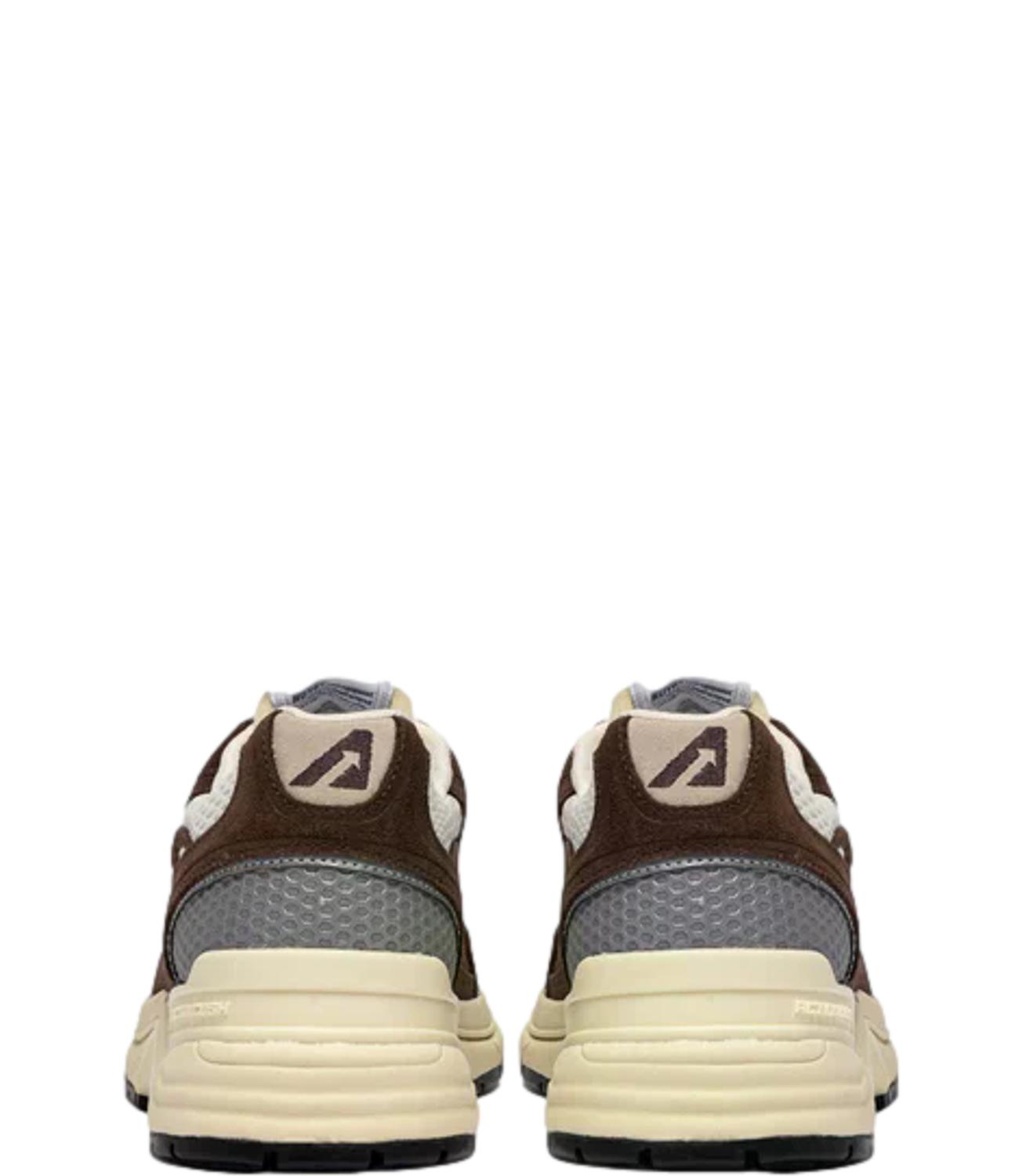 Sneaker Autry marrone in suede e mesh con suola chunky