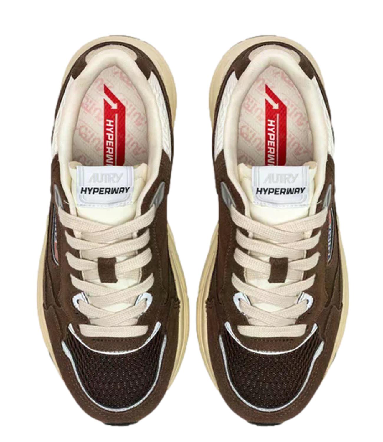 Sneaker Autry marrone in suede e mesh con suola chunky