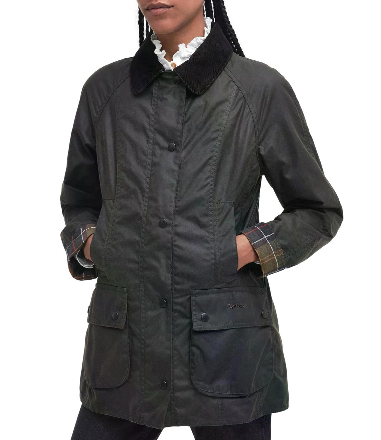 Barbour Giacca cerata Classic Beadnell verde oliva donna