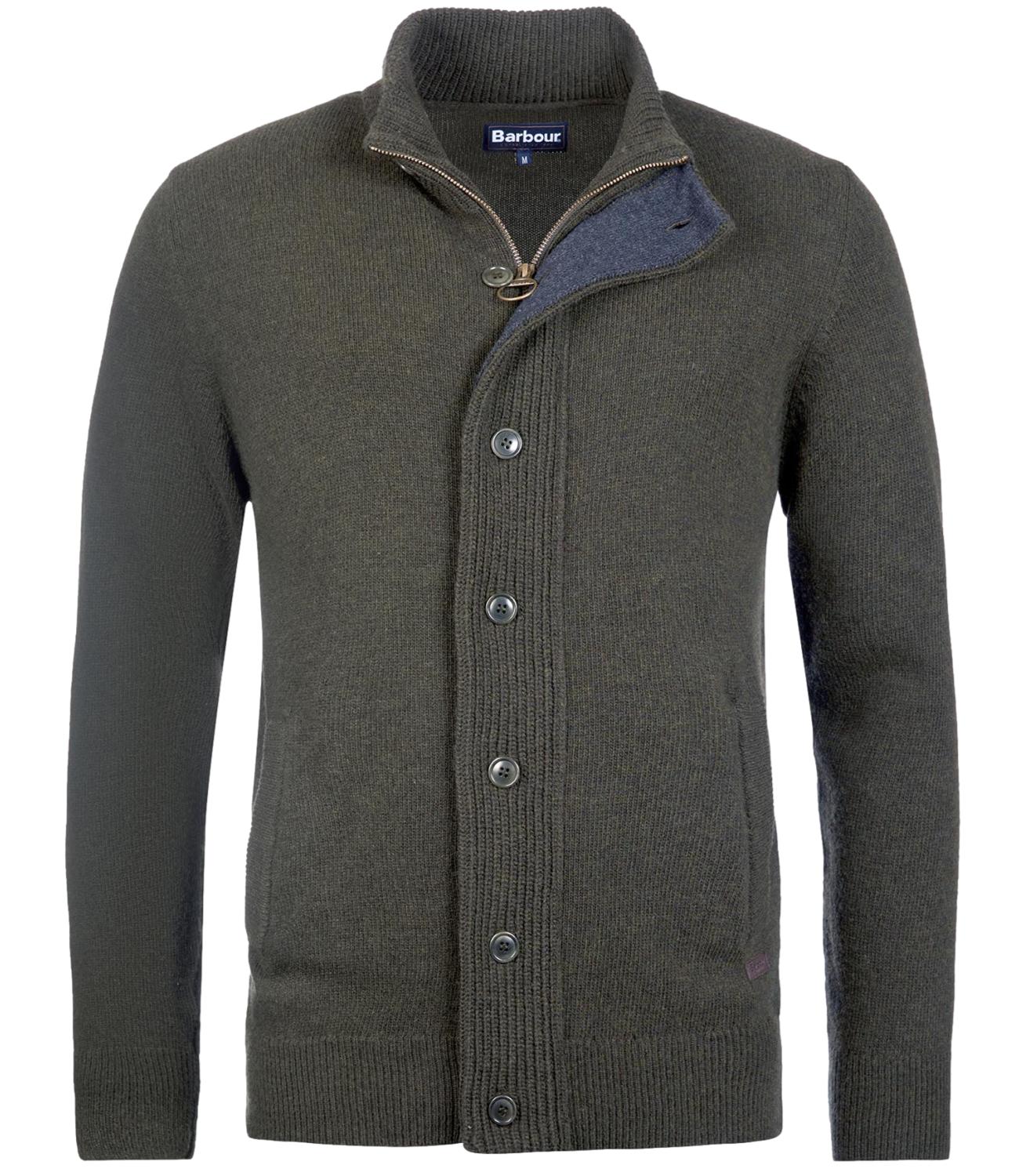 Barbour Cardigan verde seaweed con zip