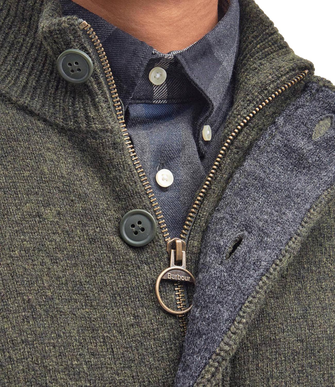 Barbour Cardigan verde seaweed con zip