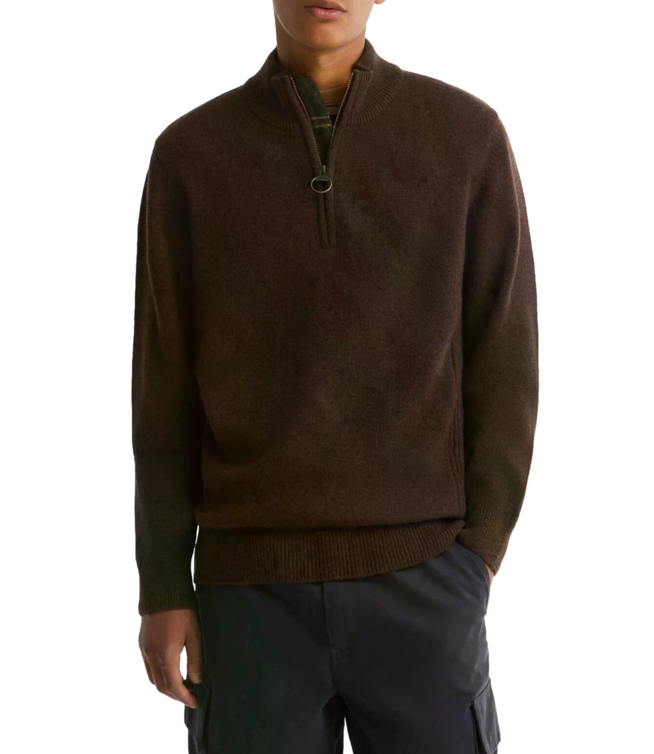 Barbour maglioncino con zip marrone uomo