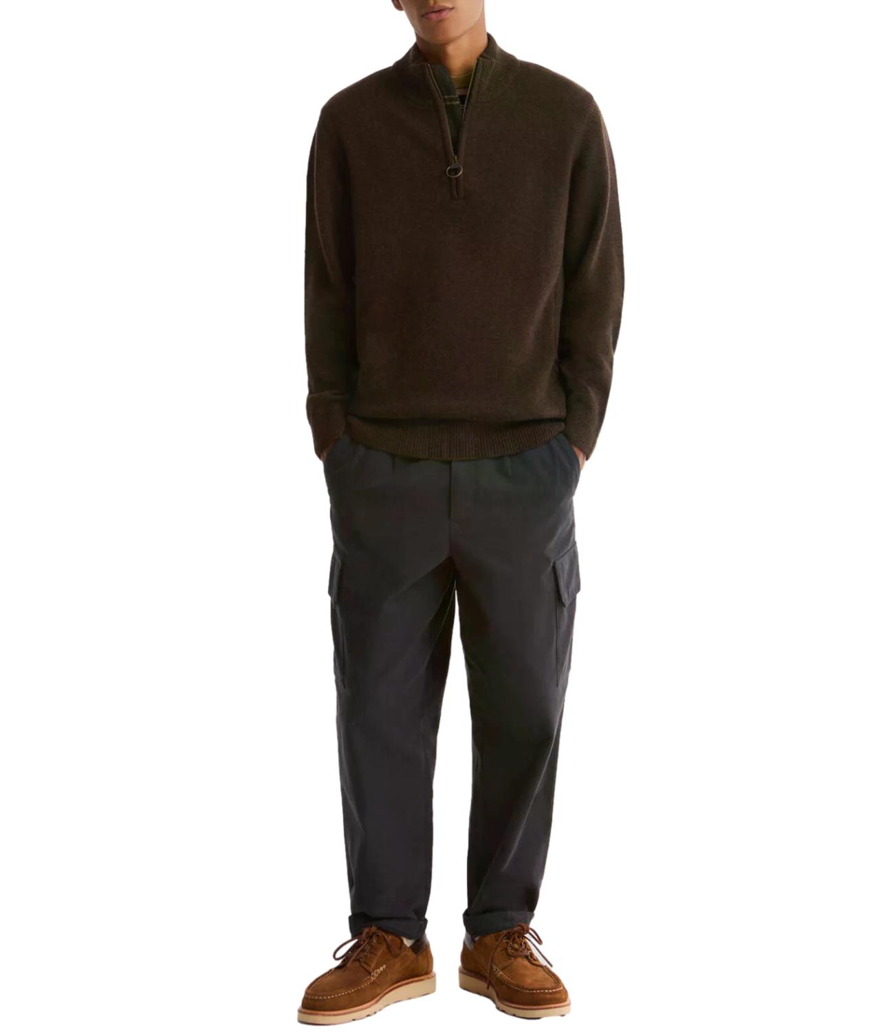 Barbour maglioncino con zip marrone uomo