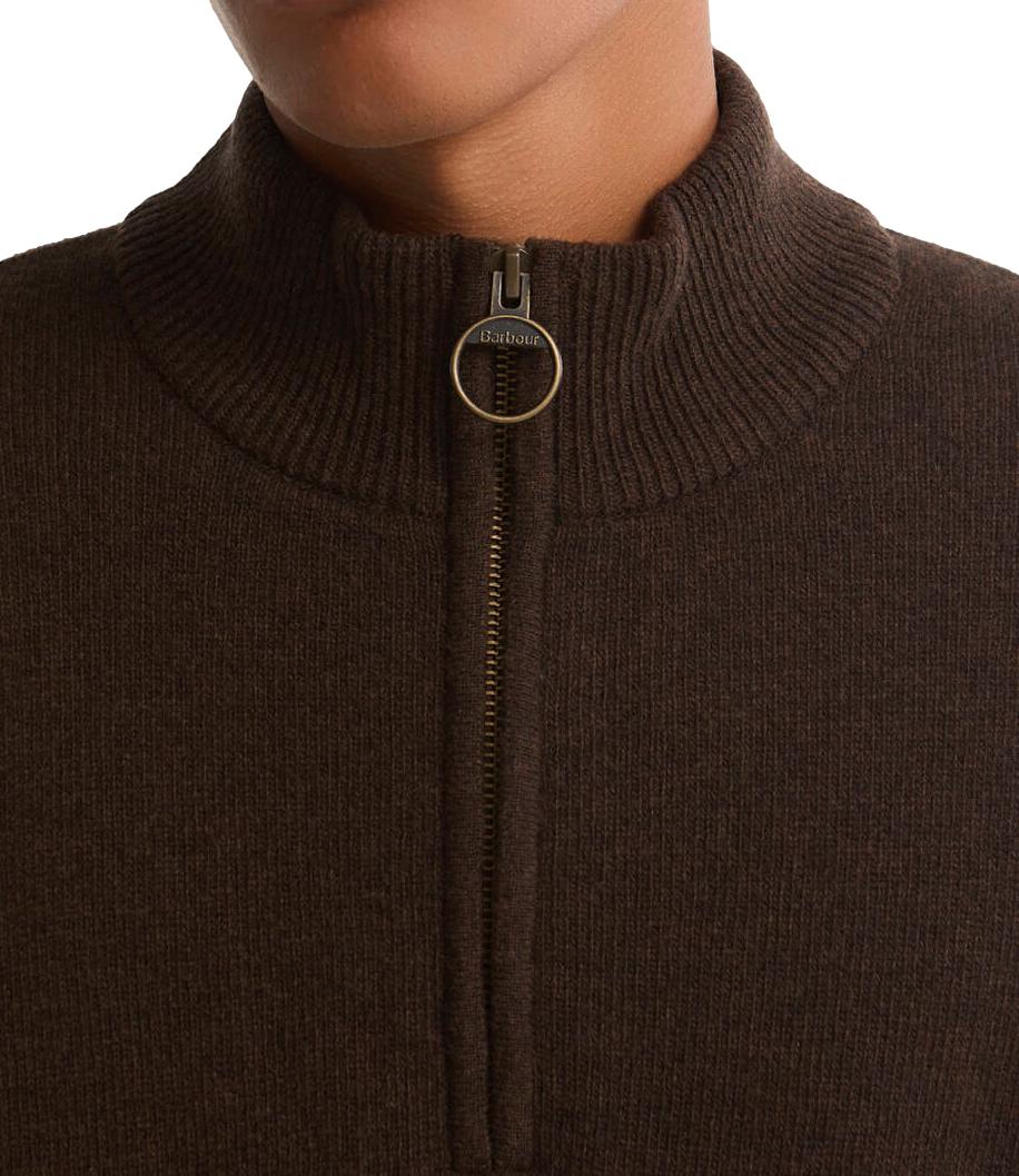 Barbour maglioncino con zip marrone uomo
