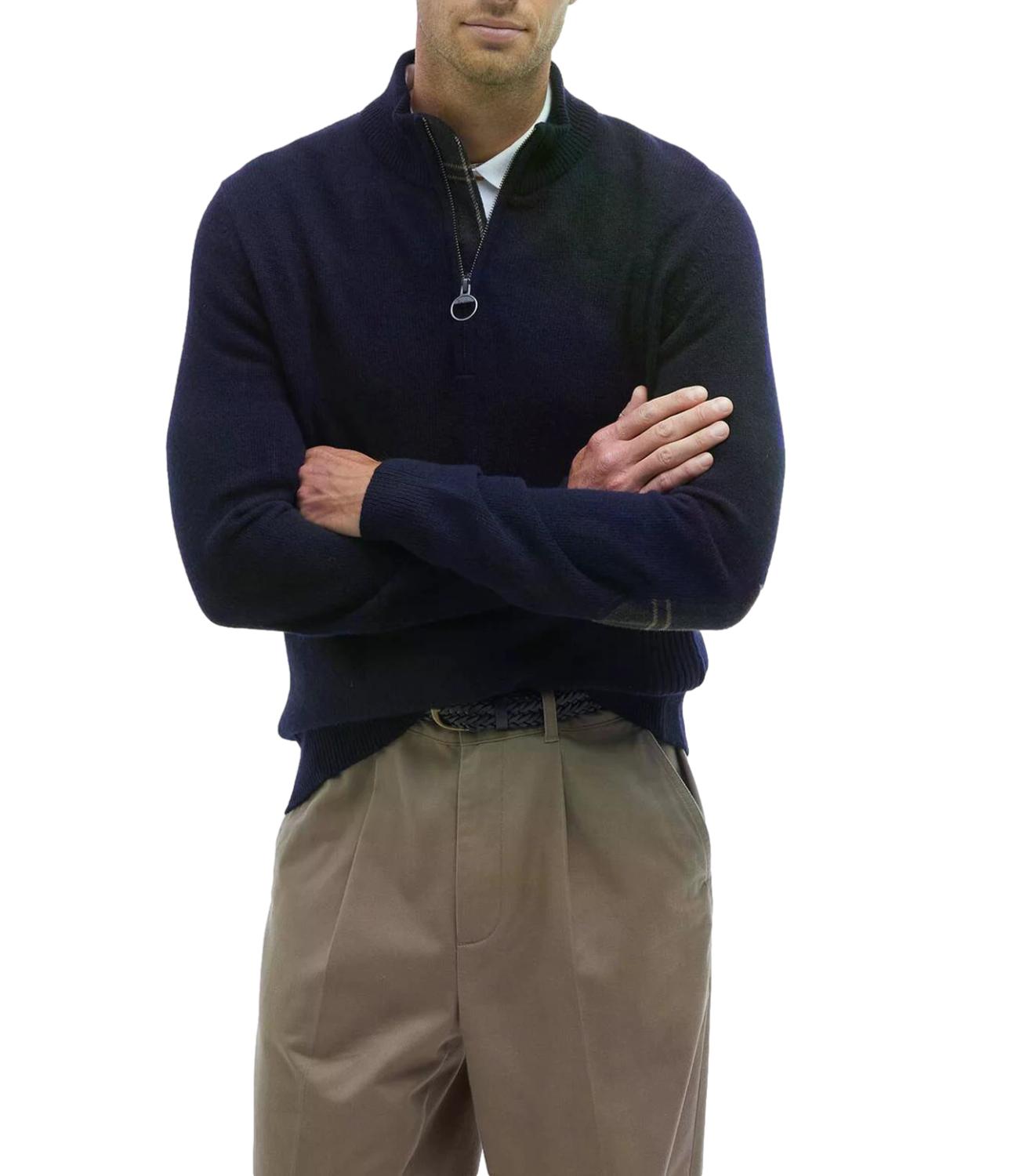 Barbour maglioncino con zip blu navy uomo