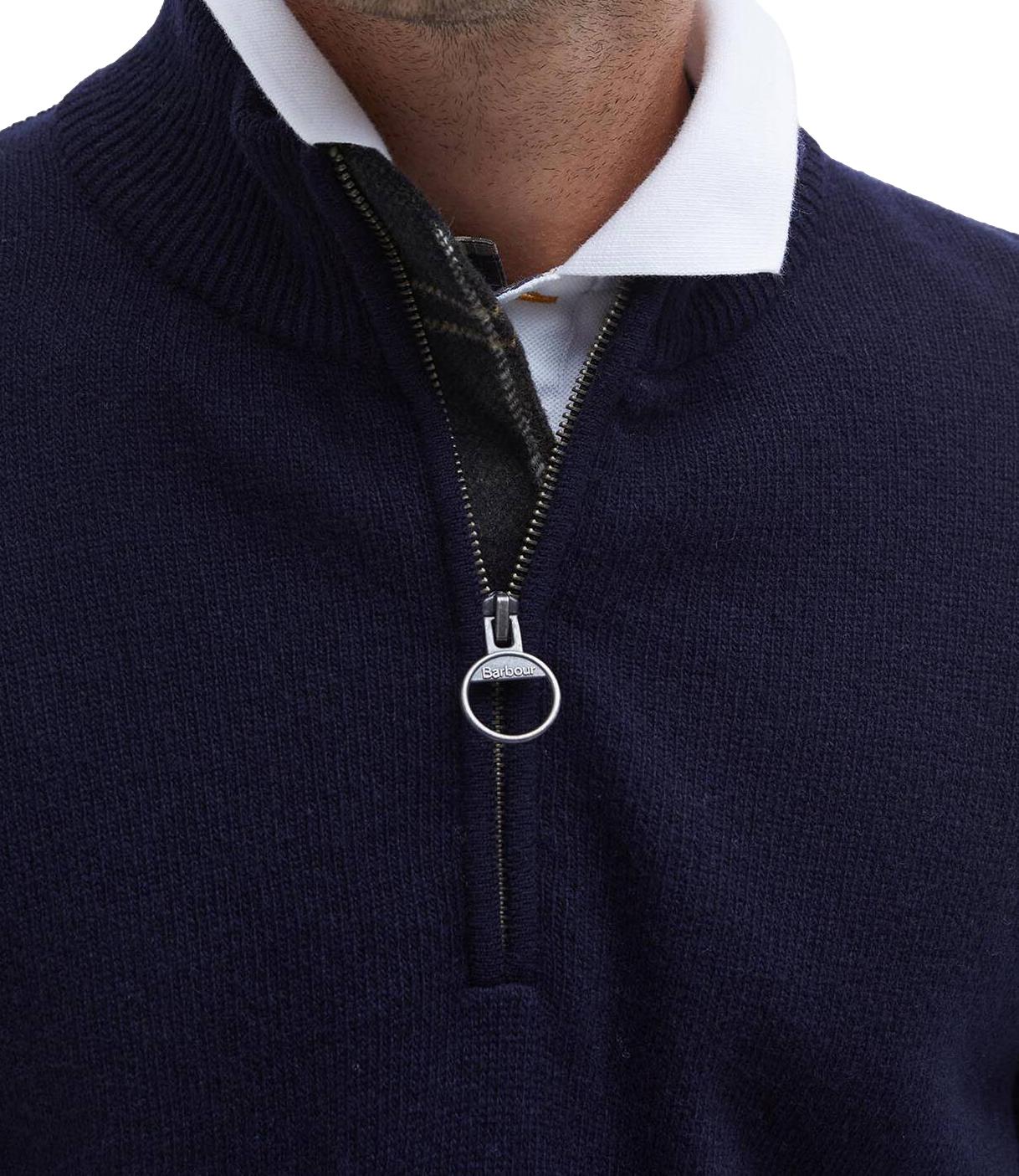 Barbour maglioncino con zip blu navy uomo