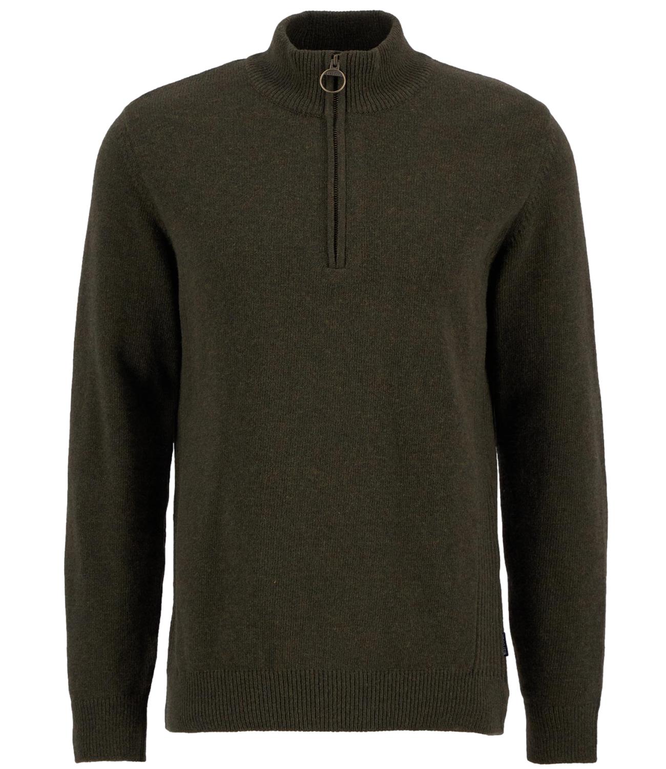 Barbour maglioncino con zip verde olive uomo