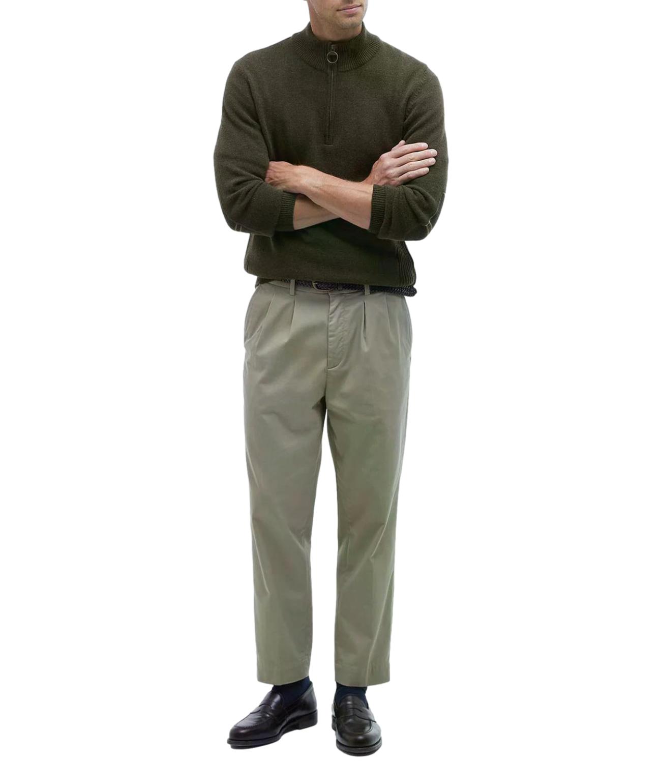 Barbour maglioncino con zip verde olive uomo