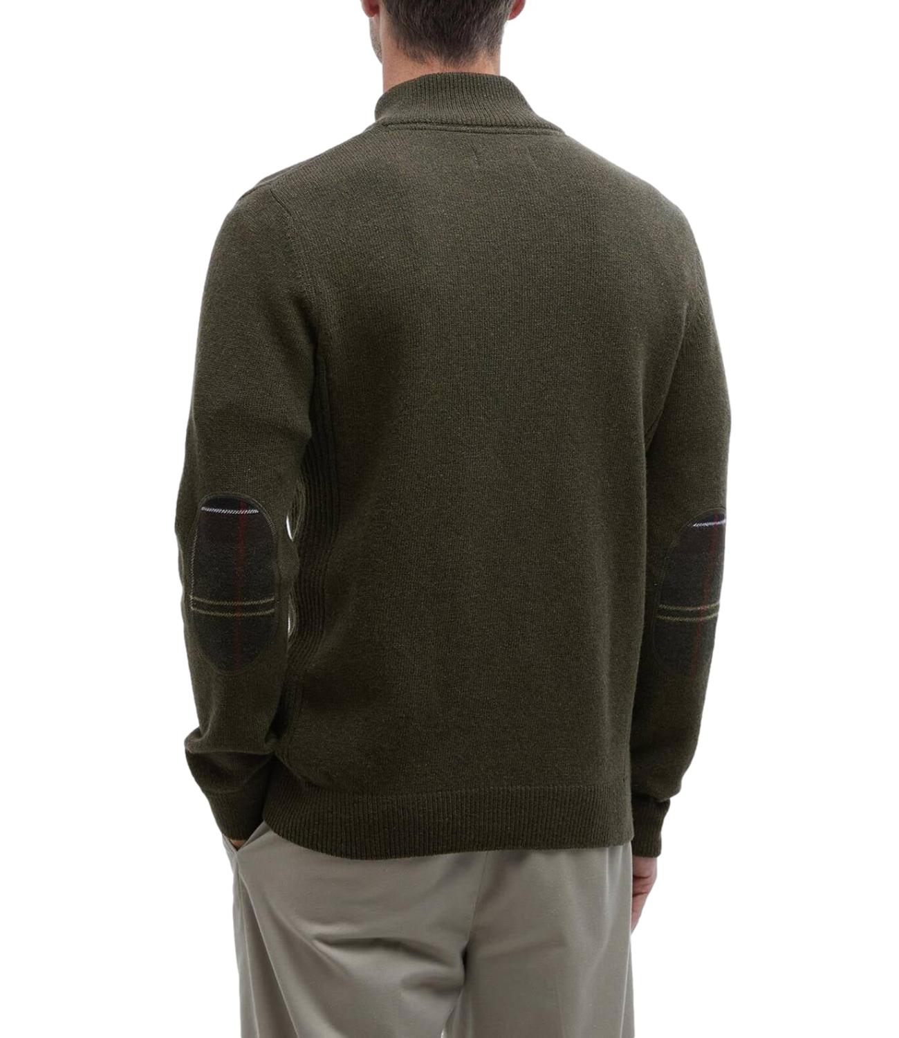 Barbour maglioncino con zip verde olive uomo