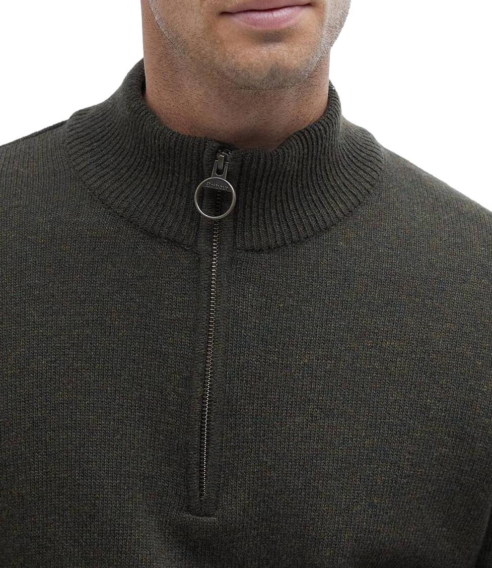 Barbour maglioncino con zip verde olive uomo