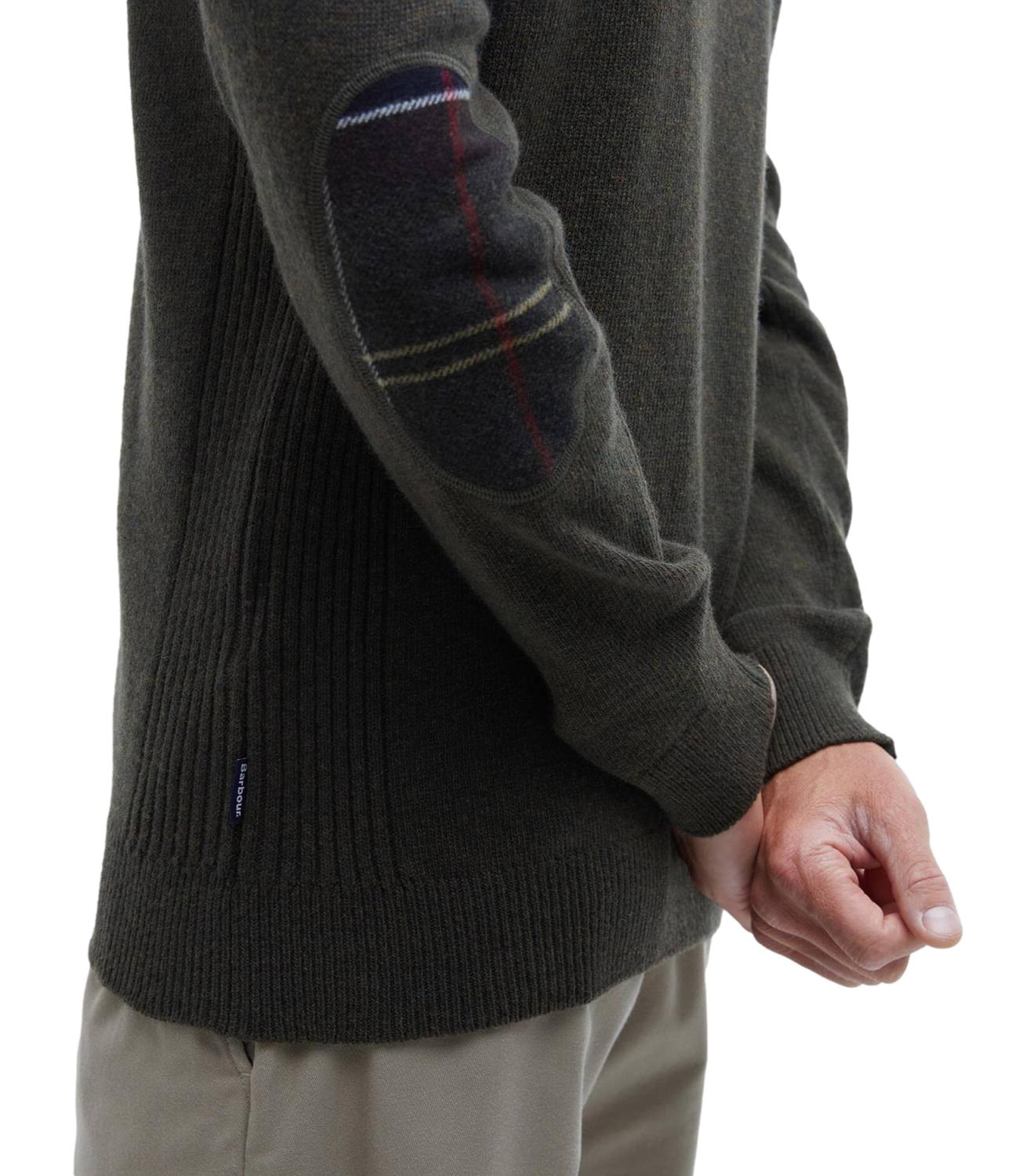 Barbour maglioncino con zip verde olive uomo