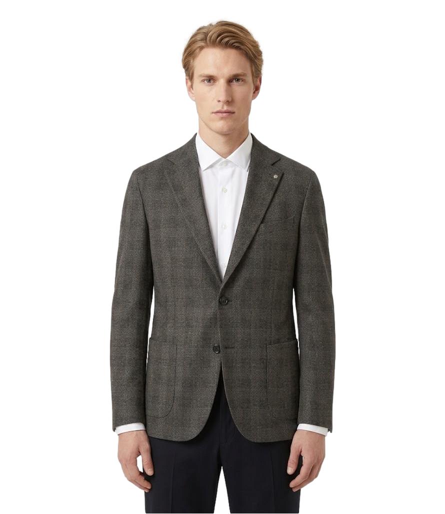 Giacca Bharnaba beige scuro a quadri