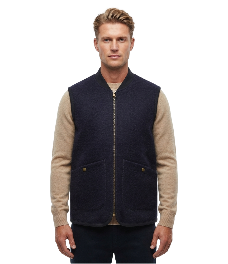 Bl'ker Boiled Wool vest Wolf blu navy