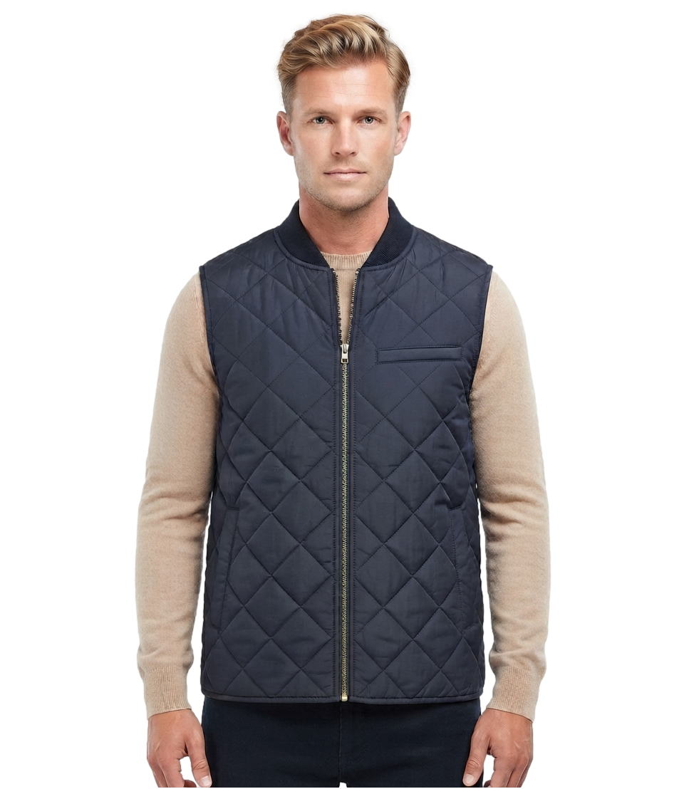 Bl'ker gilet Wool vest reversible owl blu navy