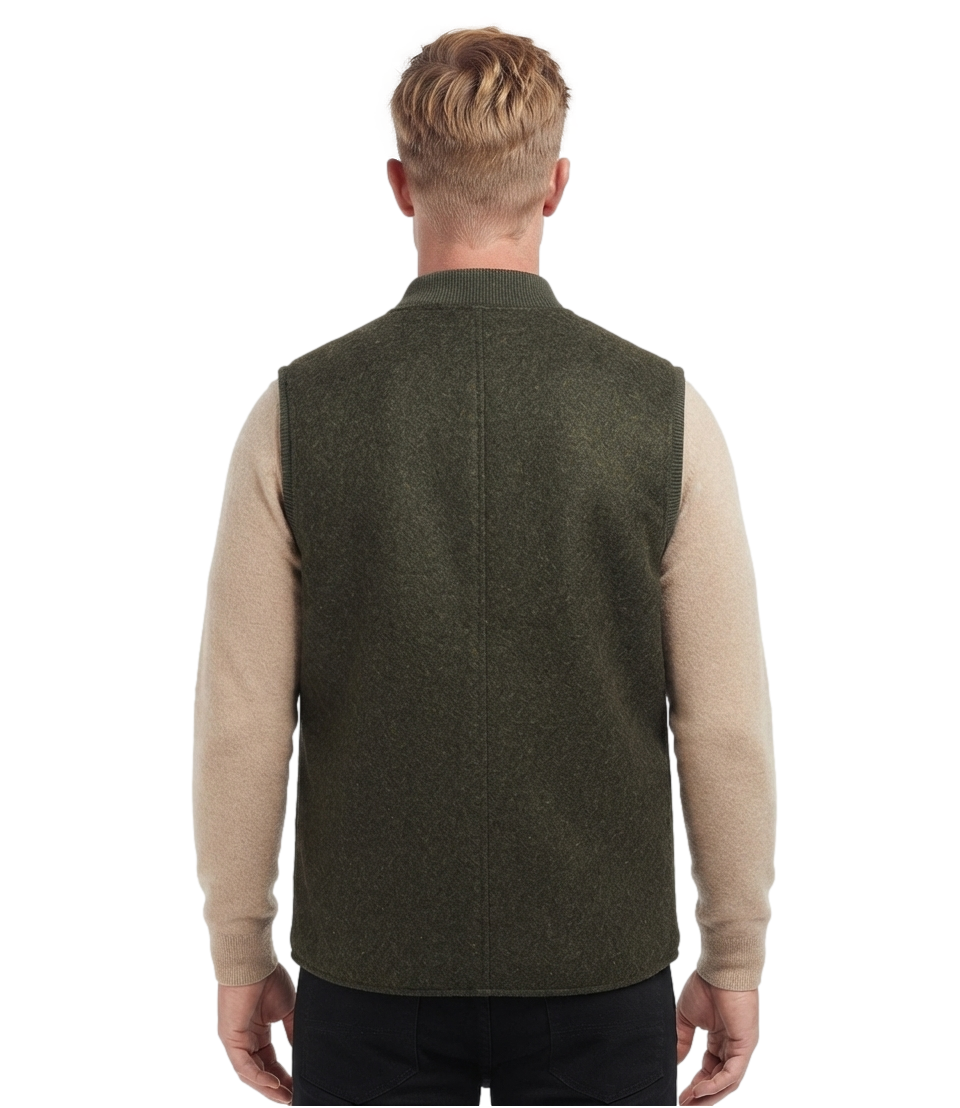 Bl'ker Gilet Donegal vest reversible owl green