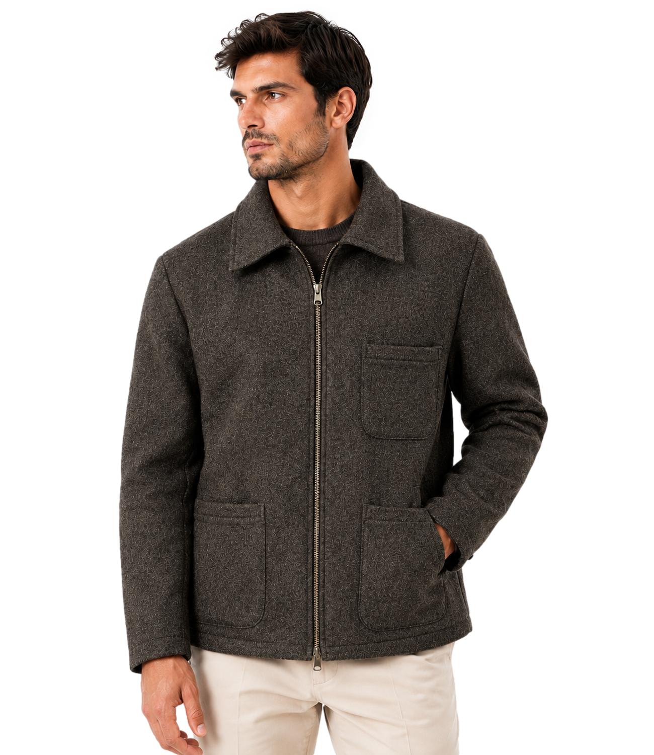 Bl'ker giacca Work Shirt Donegal reversible brown