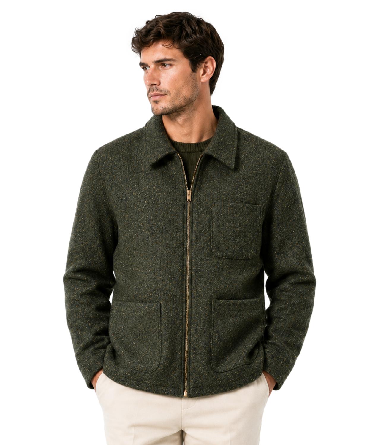 Bl'ker giacca Work Shirt Donegal reversible green