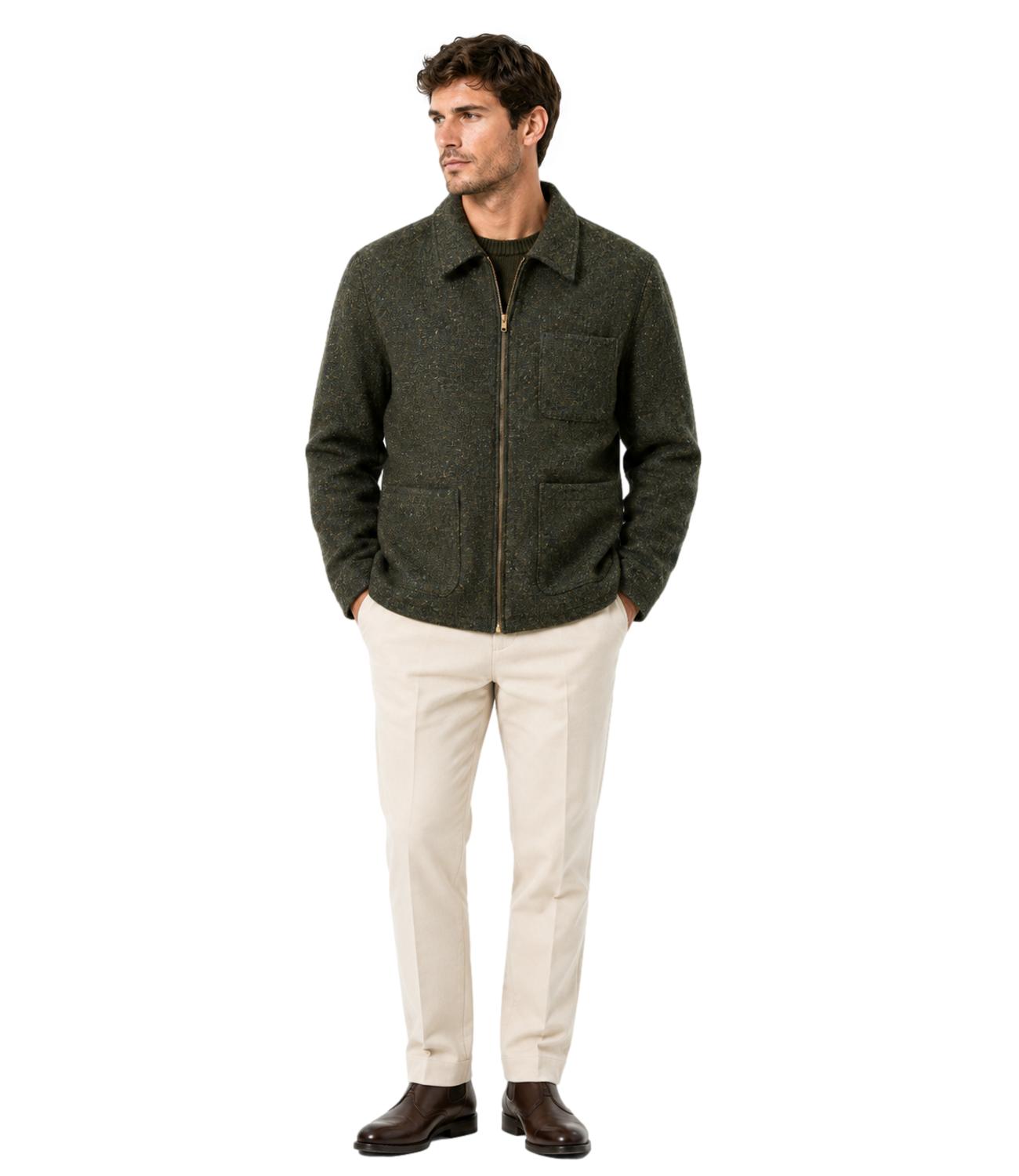 Bl'ker giacca Work Shirt Donegal reversible green