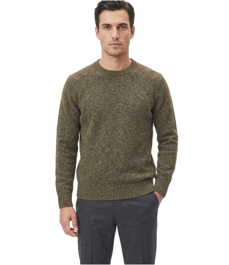 Maglione girocollo shetland tabacco
