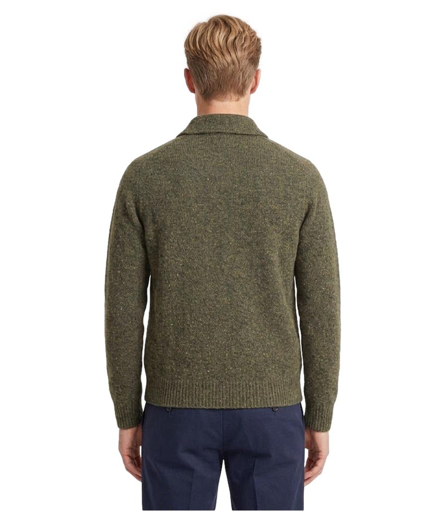 Bl'ker Polo Cardigan in lana verde