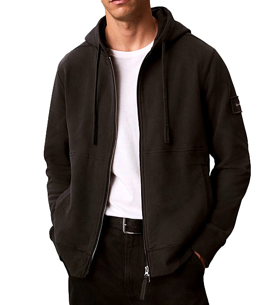 Calvin Klein felpa con cappuccio e zip moro uomo