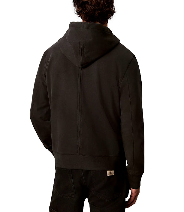 Calvin Klein felpa con cappuccio e zip moro uomo