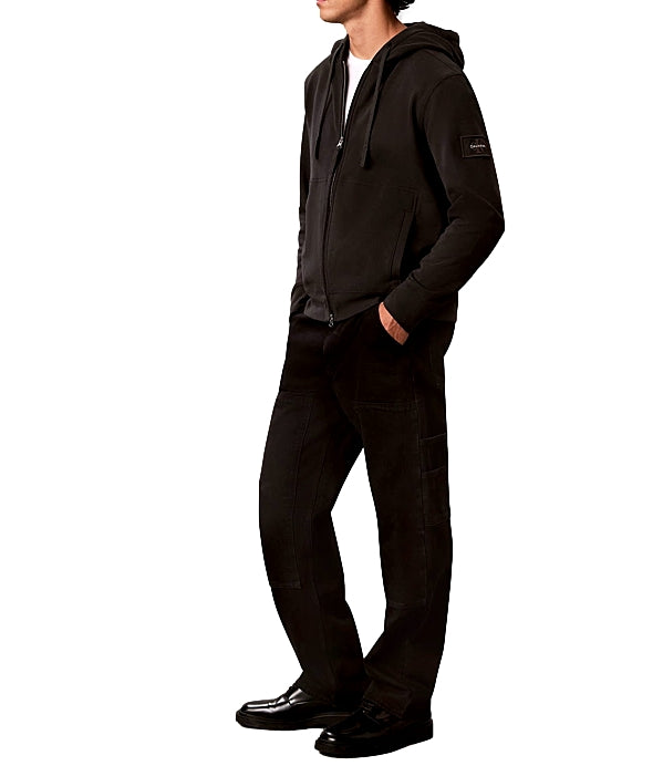 Calvin Klein felpa con cappuccio e zip moro uomo
