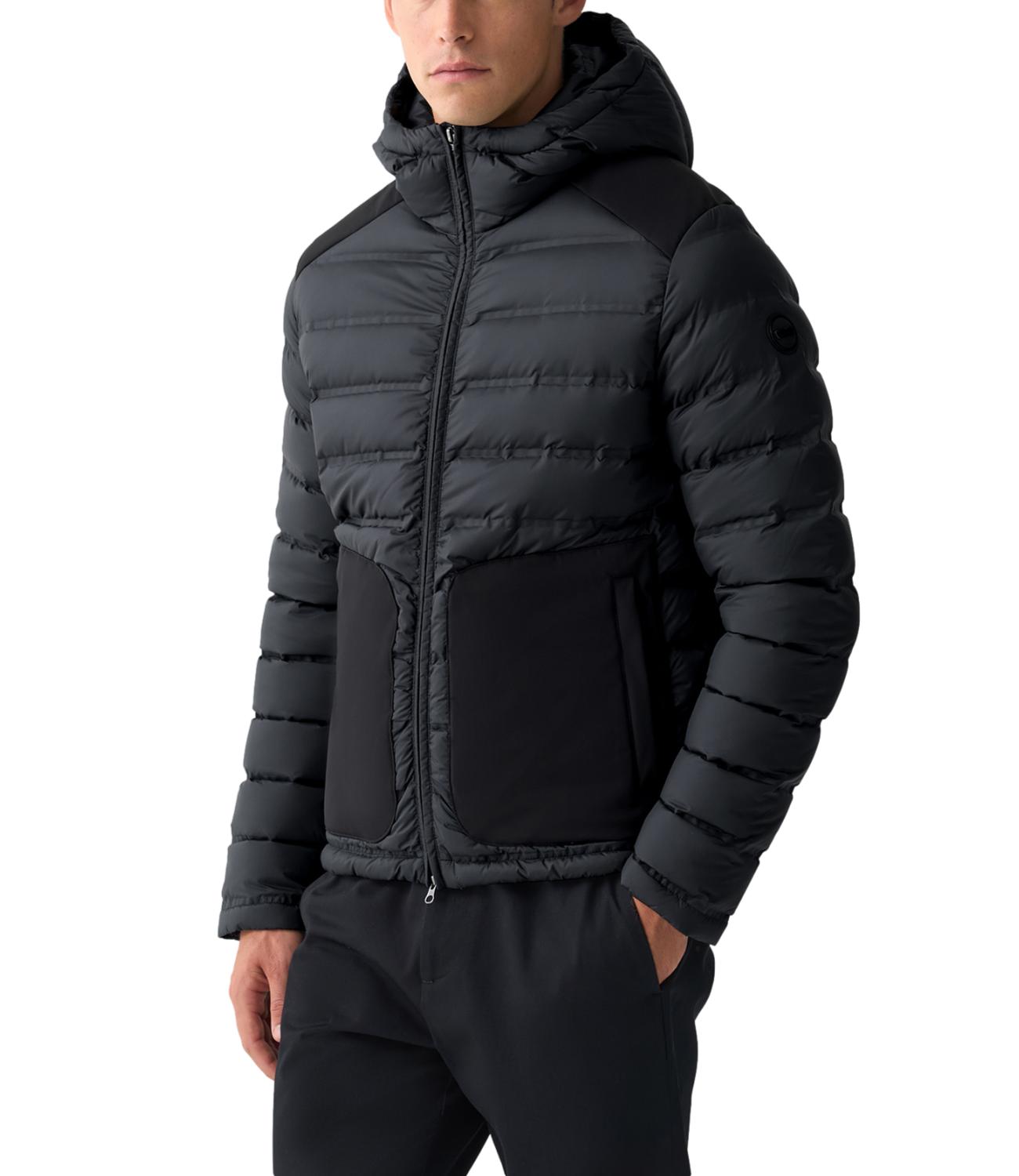 Giacca Colmar nero con cappuccio in piuma
