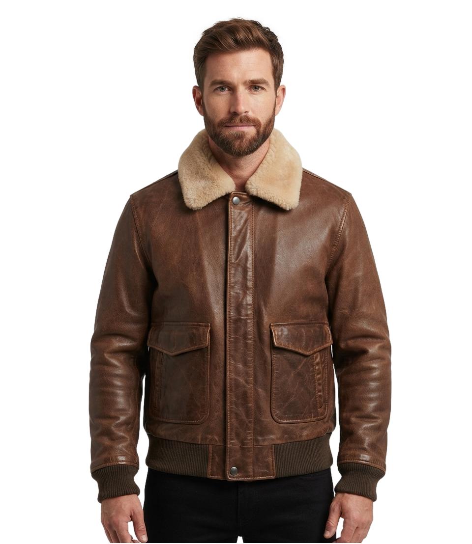 Giubbino di pelle marrone Daytona corsair bison marrone