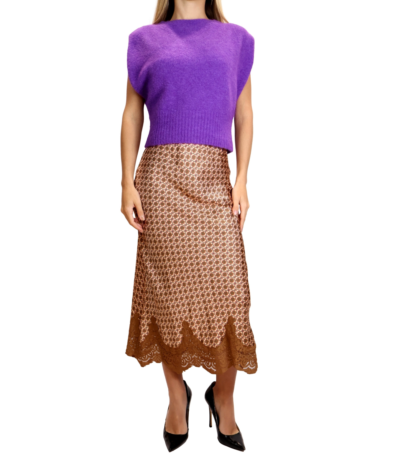 Dixie Maglia Gilet Viola Donna