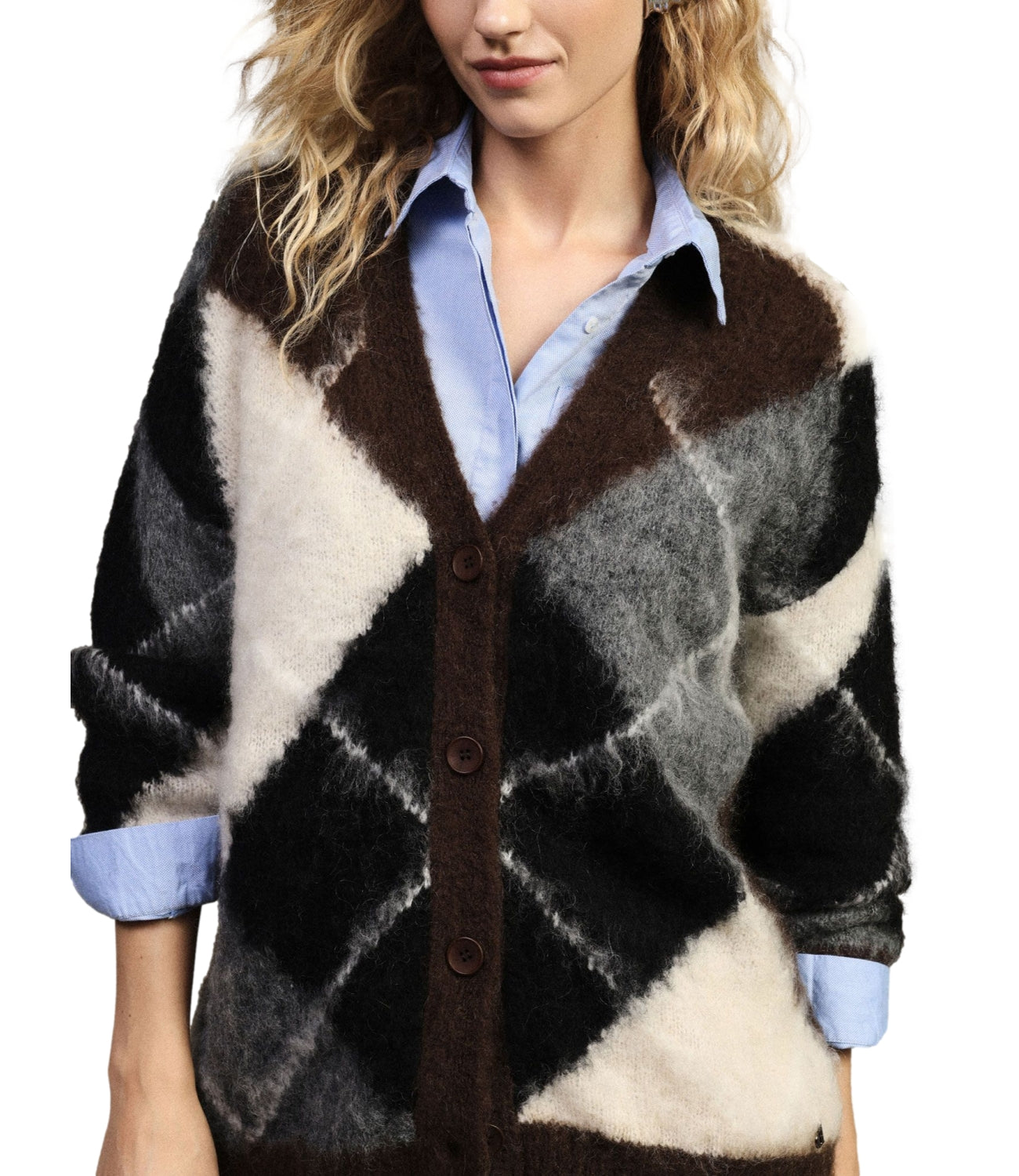 Dixie Maglia Cardigan Moro Donna